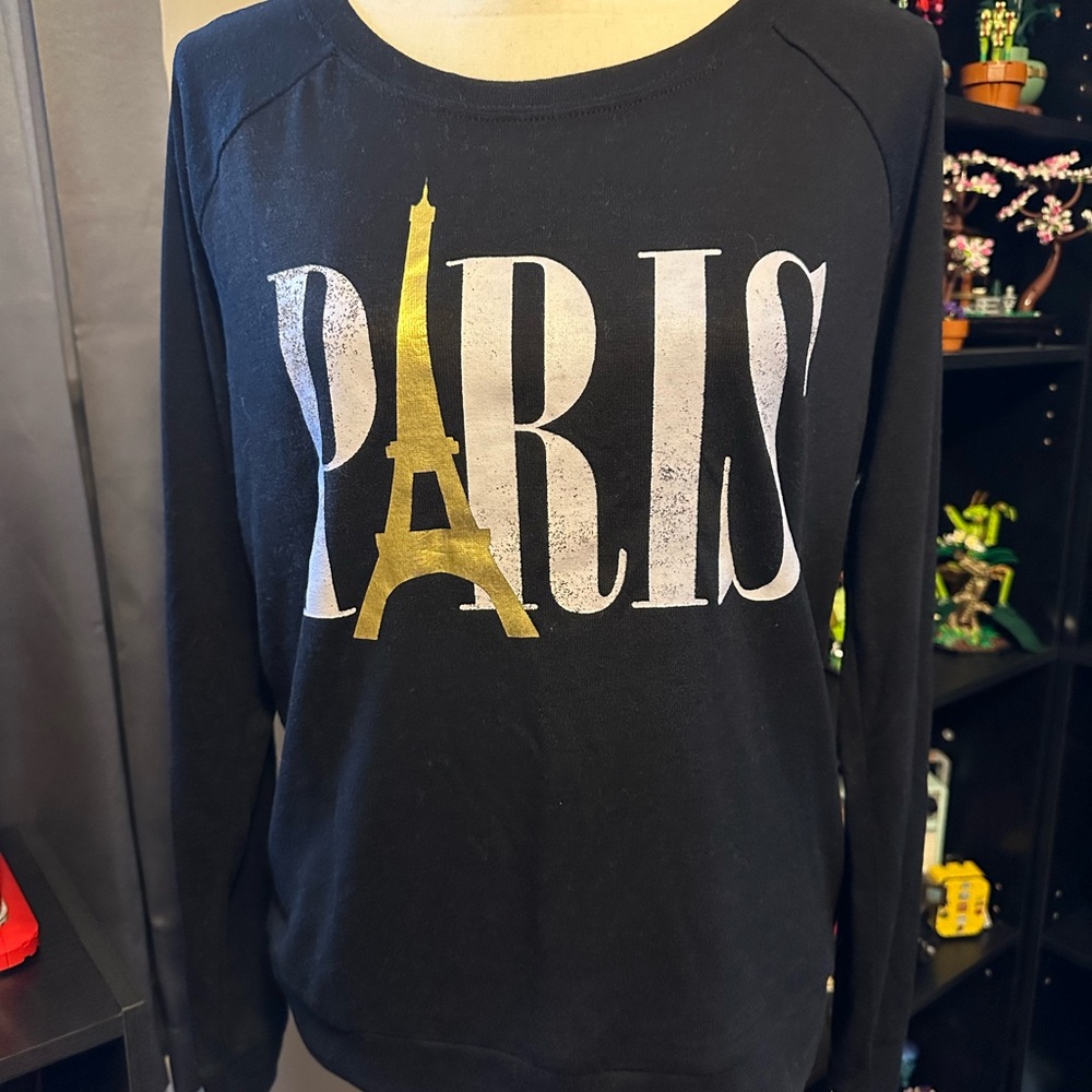 Modern Lux Black Sweater with Gold Paris Design